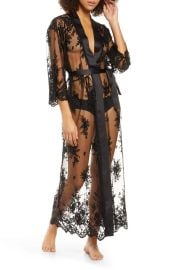 Rya Collection Darling Sheer Lace Robe in Black Size 2X at Nordstrom